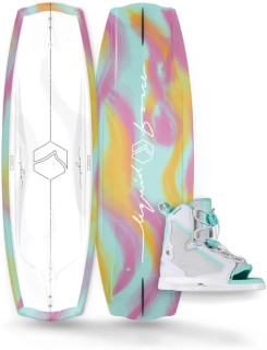 Liquid Force 2025 Women's Angel 130cm Wakeboard with Plush Size 4-7 Wakeboard Bindings Package