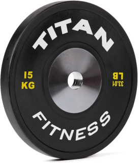 Titan Fitness Elite Olympic Bumper Plates, Competition Weight Plates, Rubber Rubber with Steel Insert