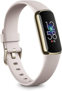 Fitbit Luxe-Fitness and Wellness-Tracker with Stress Management, Sleep-Tracking and 24/7 Heart Rate, One Size S L Bands Included, Lunar White/Soft Gold Stainless Steel, 1 Count