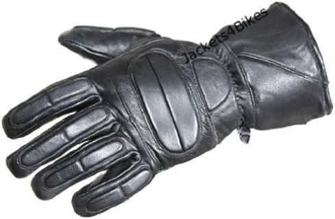 Men’s Winter Gauntlet Motorcycle Gloves, 100% Natural Sheep Leather, Thinsulate Thermal Heated Lining, Full Windproof Cold Weather Water Resistant, Reinforced Warm Biker Driving Glove Black M