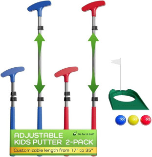 Kids Putter - Extendable Shaft for Junior Golfers - Adjustable Size for Right and Left Hand - Perfect Training Club for Kids - Includes 3 Balls, Cup with Flag