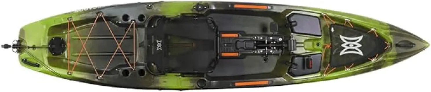 Perception Pescador Pilot 12 | Sit on Top Fishing Kayak with Pedal Drive | Adjustable Lawn Chair Seat and Tackle Storage Areas | 12'