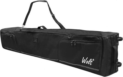 WOLT Rolling Ski Bag - Padded Snowboard Bag Carrier with Wheels for Air Travel, fit to Double Pairs of Skis up to 175 or 190 cm