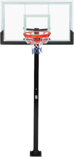 Garvee In Ground Basketball System 8-10ft, Quick Adjustable Basketball Hoop ＆Goals Outdoor with 55 Inch Shatterproof Tempered Glass Backboard for Kids/Youth/Adults