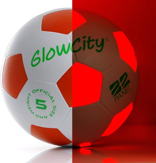 GlowCity Glow in The Dark Soccer Ball | Light Up Indoor/Outdoor Soccer Ball with 2 LED Lights | Pre-Installed Batteries | Fun Gift for Teens