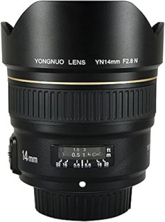 YONGNUO YN14mm F2.8N Ultra-Wide Angle Prime Lens, Large Aperture AF MF, for Nikon DSLR Cameras Black