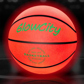 GlowCity Glow in The Dark Basketball for Teen Boy - Glowing Red Basket Ball, Light Up LED Toy for Night Ball Games - Sports Stuff & Gadgets for Kids Age 8 Years Old and Up