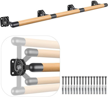 Dolibest Space Saver, 3ft -10ft Ballet Barre, Wall Mounted Traditional Wood Ballet Barre System Stretch/Dance for Home Barre Workout Equipment, Height Adjustable, for Kids and Adults