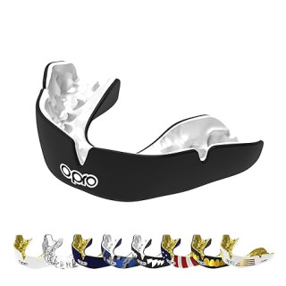 OPRO Instant Custom-Fit Mouth Guard – Dentist-Grade Comfort – Moldable Sports Mouthpiece for Boxing, Wrestling, MMA, Lacrosse & UFC – Impact-Resistant Gum Shield with Case – (Black/White, Adult)