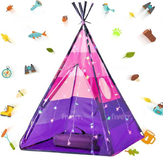 LimitlessFunN Teepee Kids Play Tent | Includes Star Lights & Carrying Case |, Children Indoor Playhouse for Girls, Toddlers, 42
