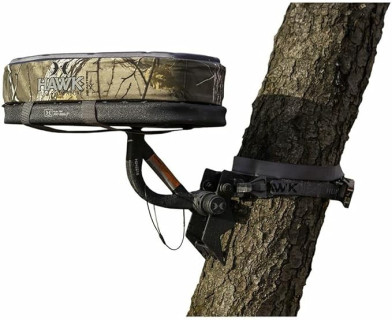 Hawk Any Angle 360 Degree Memory Foam Layered Steel Hunting Tree Seat with 7-Tilt Angle Adjustments, Black