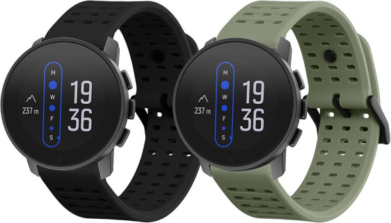kwmobile Straps Compatible with Suunto 9 Peak Pro/ 9 peak / 5 peak/Vertical Straps - 2x Replacement Silicone Watch Bands - Black/Pastel Green
