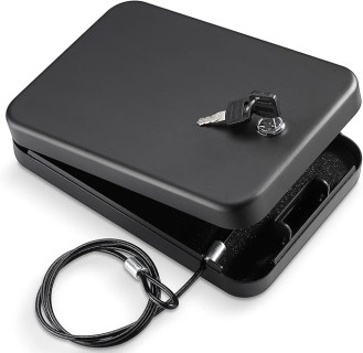 Pistol Safe, Portable Travel Gun Safe,Handgun Lock Box, Gun Safes for Cars, Black