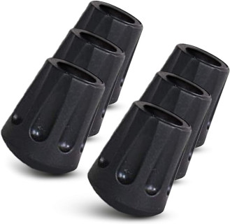 TrailBuddy Walking Stick Tips - Pack of 6 Replacement Rubber Cane Tips Fit Most Trekking & Hiking Poles w/Shock Absorption, Grip & Traction Protectors - 11mm Diameter