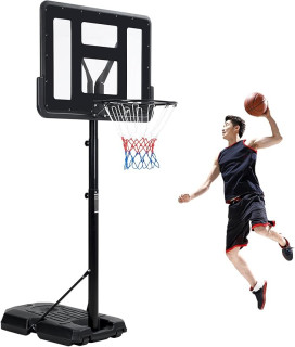 Basketball Hoop Outdoor 10ft Adjustable, Portable Basketball Hoop Goal System with 44 Inch Shatterproof Backboard,Basketball Hoop & Goal for Kids/Adults Indoor