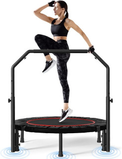 Rebounder Trampoline for Adult,460 LBS Mini Trampoline for Adults with Bar,Exercise Trampoline Indoor/Outdoor Use,40 inch Fitness Rebounder