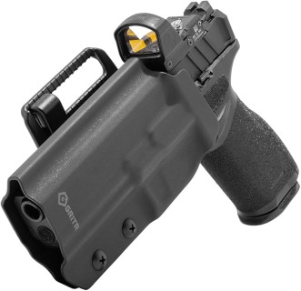 GRITR OWB Kydex RH/LH Pistol Holster Compatible with Springfield Armory Echelon w/Optic Cut, Open Bottom, Adjustable Cant & Retention | EDC Gun Accessory for Men & Women