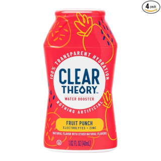 Clear Theory Water Flavoring Drops with Electrolytes, Water Enhancer Liquid Flavored Water Drink Mix, Hydration for Kids, Vegan, Gluten Free, Low Calorie, Fruit Punch, 4 Pack, 1.62 Fl Oz Bottles