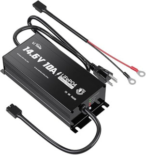 LiTime IP67 Waterproof 14.6V 10A LiFePO4 Onboard Charger, Fast Charging, 4 Safety Protections, Better Charging Performance, Extend Lithium Batteries Life, with LED Indicator, Outdoor & Marine Use