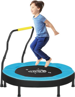 SONGMICS Trampoline for Kids, 3ft Mini Trampoline with Handlebar, Toddler Trampoline for Indoor and Outdoor, Max. Load 220 lb