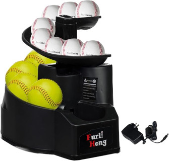 6902BHA Rechargeable Baseball/Softball Toss Machine with Extendable Ball Stacker, Height Adjustable, Use Regulation Baseballs, Softballs or Dimpled Balls, for Hitting Batting Practice