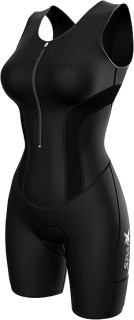 Women Triathlon Suit Tri Short Racing Cycling Swim Run (Large, Black/Black)