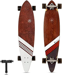 Magneto 40-inch Pintail Cruiser Longboard Skateboard - Hard Maple Core Long Board Deck - Ideal for Commuting, Cruising, Carving - Suitable for Adults, Teens & Kids (Stinger)