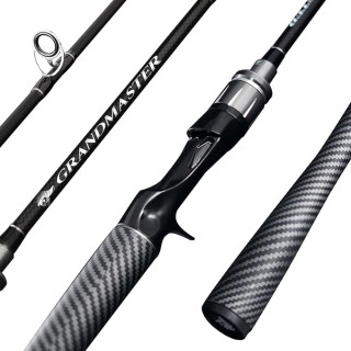 SEASIR Grandmaster Fishing Rod, Portable Spinning/Bait-Caster Rod 2-Piece, Compact Fishing Rod, Travel Surf Rod Medium-Fast, Carbon Fiber Fishing Pole for Saltwater Freshwater Trout Bass