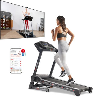 Sunny Health & Fitness Premium Foldable Treadmill for Home, Running or Walking with Auto Incline, Shock Absorption, Digital Display, Optional 20” Running Deck, Free SunnyFit App Bluetooth Connection