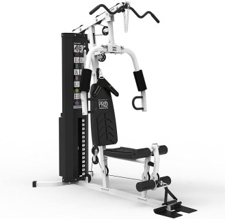 Marcy MWM-7454 Stack Weight Multifunctional Home Gym Workout Station with Pulley, Arm, and Leg Developer for Full Body Fitness, White