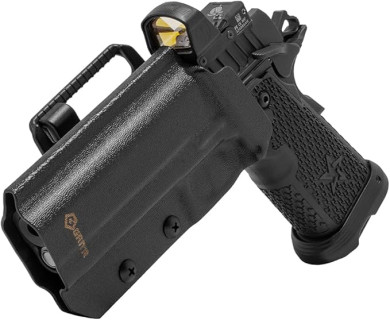 GRITR OWB Kydex Right/Left Hand Gun Holster Fits Staccato P/CS/XC/XL | Pistol Accessory w/Optic Cut, Adjustable Retention & Cant, Open Bottom, Compatible with Safariland QLS/G-Code RTI Attachments