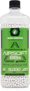 Aim Green Biodegradable Airsoft BBS, Premium-Grade 6mm Airsoft BBS, 20g, 25g, 32g, 36g, 40g, 2,500, 5,000, 10,000 Count