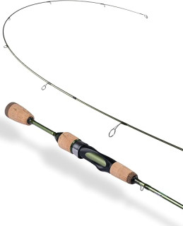 LITTMA Wild Streams Ultralight Fishing Rod 2 PCS Trout Rod Crappie Spinning Rod Panfish Rods Micro Fishing Rod Green Carbon Fiber Blank Cork Handle Beginners Fishing Rod 5’6”/6’/6’6”/7’
