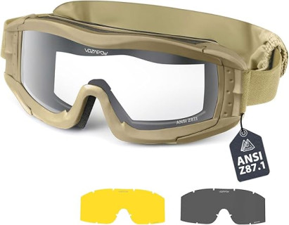 Airsoft Goggles Anti Fog with ANSI Z87.1 Certified, Safety Goggles Impact Resistant, Tactical Shooting Glasses