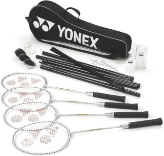 YONEX 4 Player Badminton Set, Black/ali, one Size, K-REY-YXR150