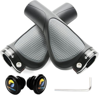 Ergonomic Bike Grips - Widen Holding Rubber Grips with Aluminum LockGrips for Mountain & Road Bikes