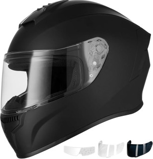 Favoto Full Face Motorcycle Helmet - Dual Visor, Anti-Fog Film Included, DOT Approved Adult Dirt Bike Helmet for Men Women