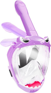 Full Face Snorkel Mask for Kids, Kids Snorkeling Set 180 Degree Panoramic View, Safe Anti-Leak Anti-Fog, Foldable Dry Top Snorkeling Gear for Kids Adult, Advanced Breathing System