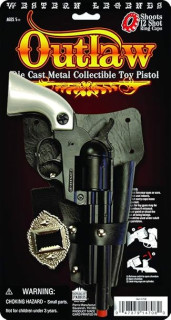 PARRIS CLASSIC QUALITY TOYS EST. 1936 Western Legends Outlaw Die Cast Metal Cap Pistol, Vinyl Holster and Belt Included, Solid Die-Cast Metal Toy Gun for Ages 3 and Up, Quality Plastic Construction