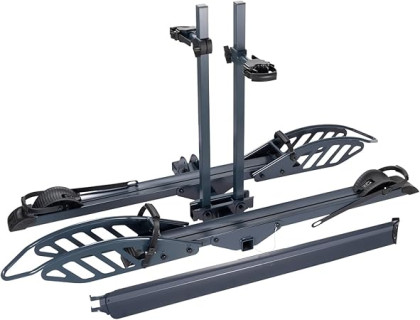 CyberRack E2 Hitch 2 E-Bike Rack with Ramp,200 lbs Capacity Electric Bike Carrier Foldable Platform Mount, Up to 5-inch Fat Tire Bicycle for 2'' Receiver Cars Trucks SUVs Minivans RV, Trailer