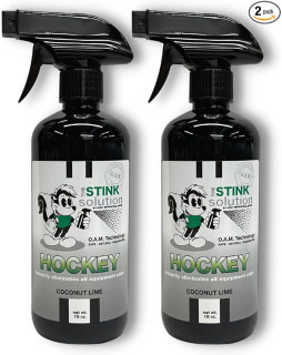 Hockey Odor Eliminator For Strong Odor: Quickly Banish Sweat & Body Odor From Hockey Gear, Skates, Hockey Bags, Gloves, & More! Safe Hockey Deodorizer - 2 16 oz Bottles Coconut Lime