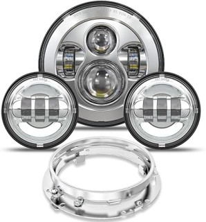 7 inch LED Headlight Fog Passing Lights DOT Kit Ring Motorcycle for Touring Road King Ultra Classic Electra Street Glide Tri Cvo Heritage Softail Slim Deluxe Fatboy Chrome