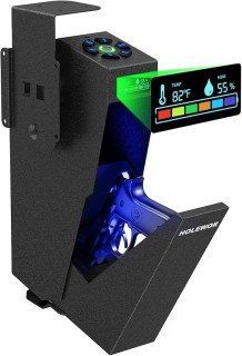 Gun Safe, Biometric Pistol Safe Fingerprint Quick Access Drop Down Handgun Safe Single Mount Car Gun Safe for Vehicle Desk Bedside Nightstand