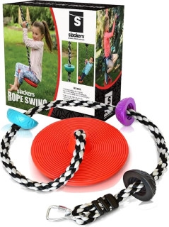 Slackers 6 ft Multi-Color Climbing Rope Swing - Best Outdoor Ninja Warrior Training Equipment for Kids - A Great Addition to Your Backyard Ninjaline Obstacle Course