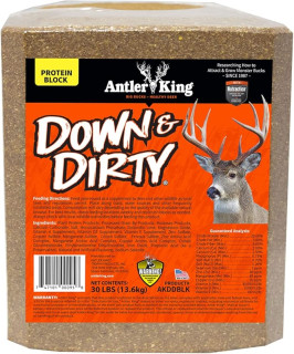 Down & Dirty Block, 30 lb Long-Range Deer Attractant and Food Source Block, High in Protein for Antler Growth, Perfect Winter Supplement