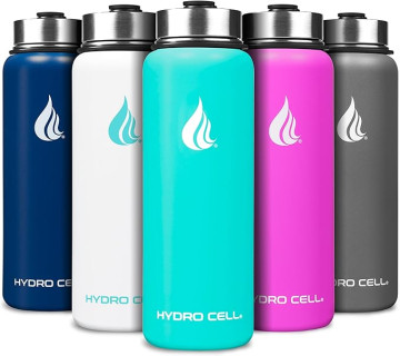 HYDRO CELL Stainless Steel Insulated Water Bottle with Straw - For Cold & Hot Drinks - Metal Vacuum Flask with Screw Cap and Modern Leakproof Sport Thermos for Kids & Adults (Teal 40oz)