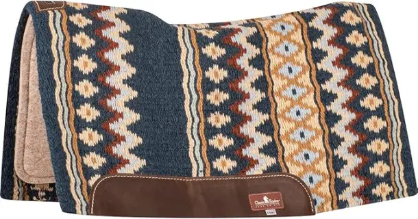Classic Equine 34x38 ESP Contour Wool Top Felt 3/4in Saddle Pad Navy/Ice 34X38