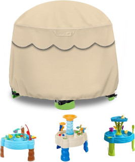 Kids Water Table Cover Fit Little Tikes Fish 'n Splash Water Table, Waterproof Dust Proof Outdoor Toys Cover-Cover only (Flowers, S) (Khaki, 34