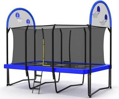 Zupapa 1500LBS Weight Capacity Rectangle Trampoline 10x17FT 9X15FT 8X14FT Outdoor Square Gymnastics Trampolines for Kids Adults Long Large Bid Rectangular Tumbling Trampolin
