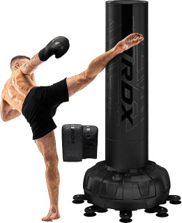 RDX XXL 330LBS Freestanding Punching Bag with Cover & Gloves – 72” Adult Heavy Pedestal Punch Bag Set - 17 Suction Cup 8 Extended Legs Stand Base - Kick Boxing MMA Muay Thai Home Gym Fitness Training